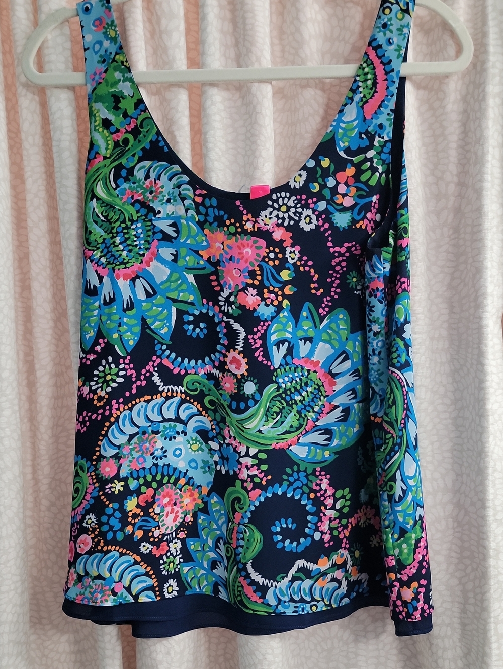 Lilly Pulitzer Navy Floral Scoop Neck Tank with Blue, Pink & Green